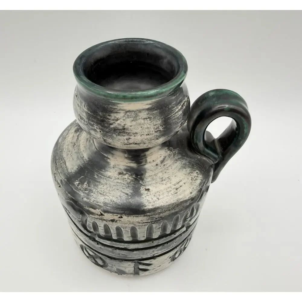 Arol Keramik Pottery Norwegian Saga Jug Vase 5” Viking Ship Rune Motifs Norway